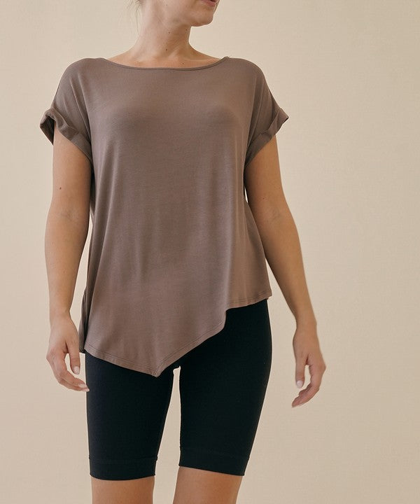 BAMBOO ASSYMESTRIC TUNIC MOCHA