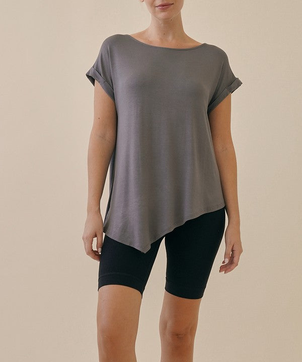 BAMBOO ASSYMESTRIC TUNIC DULL GREY