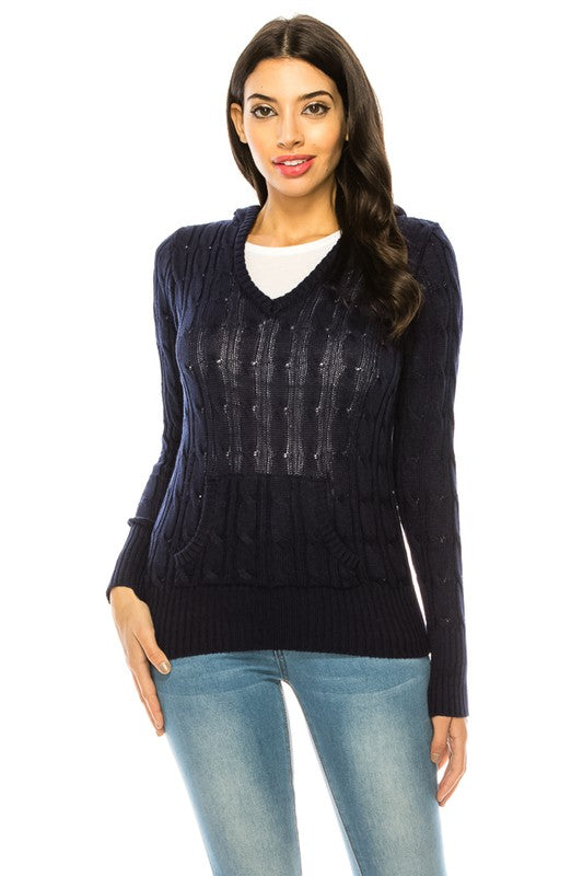Knit hoodie sweater NAVY