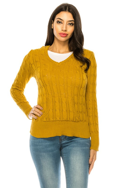Knit hoodie sweater MUSTARD