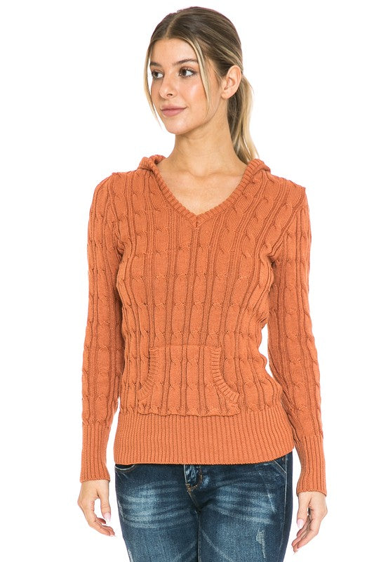 Knit hoodie sweater L. RUST