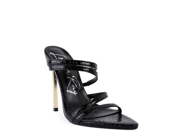 NEW AFFAIR Croc Metal High Heeled Sandals Black