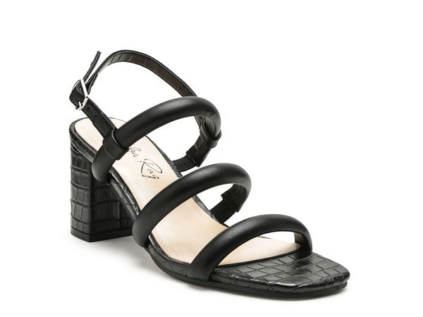SLATER CROC SLINGBACK BLOCK SANDALS Black