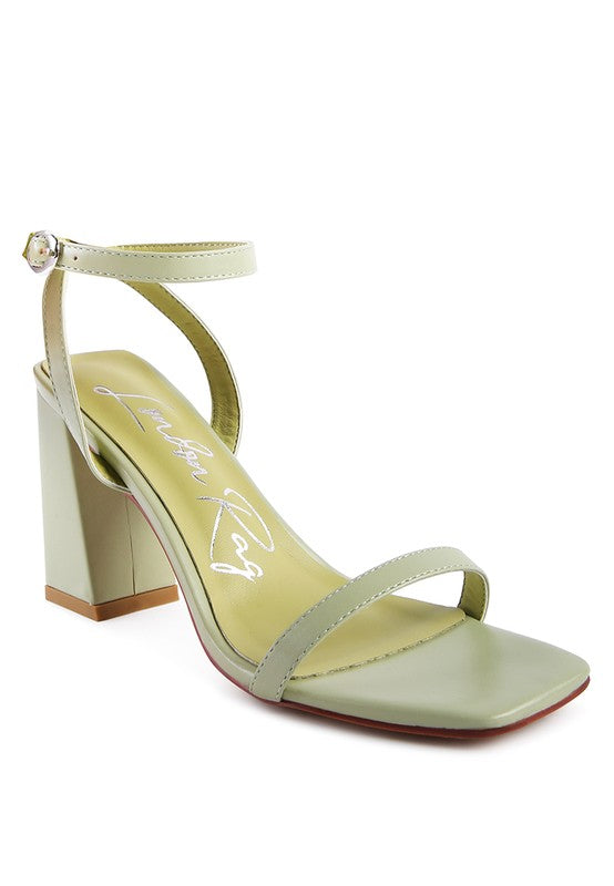 Block Heel Ankle Strap Sandals Mint