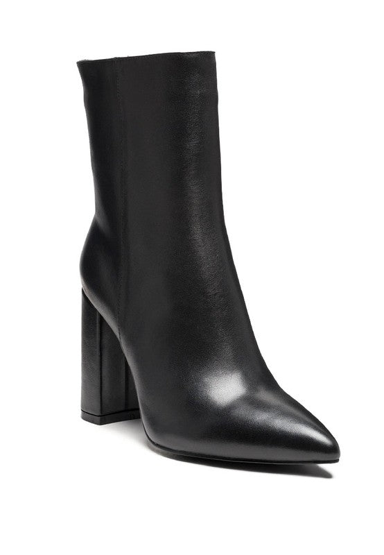 MARGEN ANKLE-HIGH POINTED TOE BLOCK HEELED BOOT Black 10