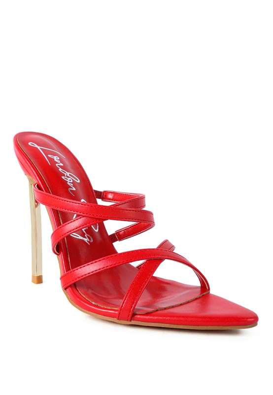 NIGHTCLUB HIGH HEELED NEON ANIMAL SANDALS Red