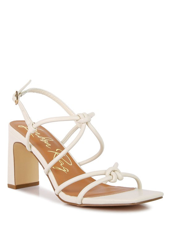 KRALOR KNOTTED STRAP MID HEEL SANDAL ECRU