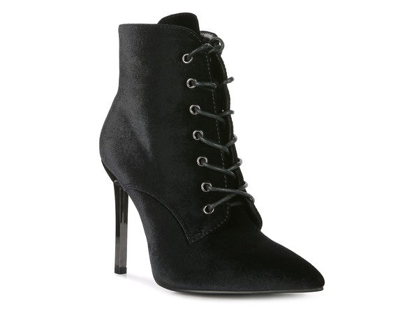 BORNSTA Velvet High Heeled Velvet Boots Black