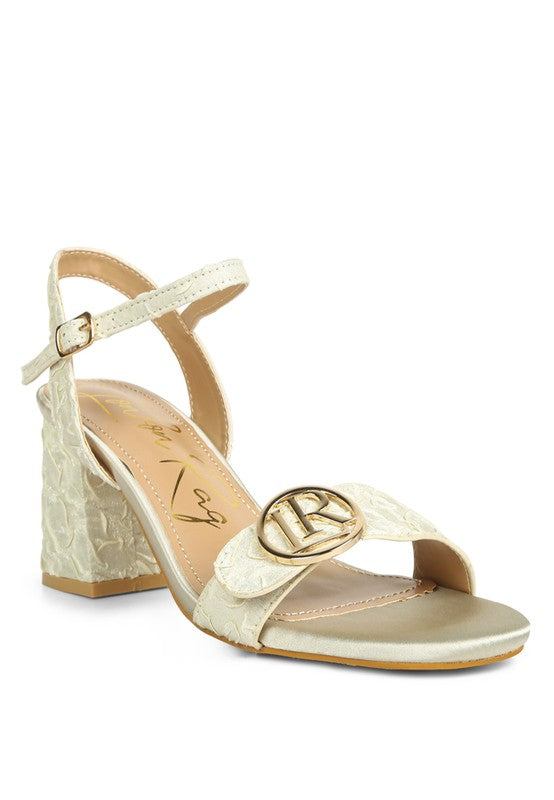Chaplet Block Heel Pin Buckle Sandals Off White