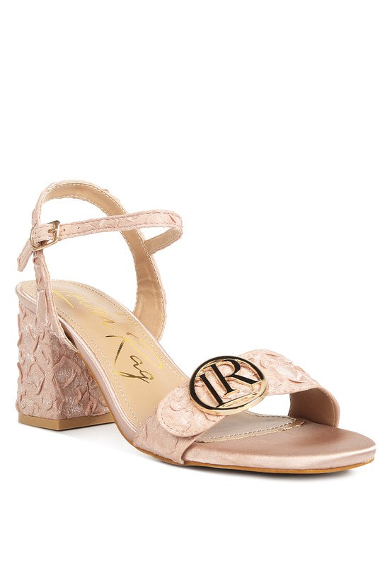 Chaplet Block Heel Pin Buckle Sandals Blush