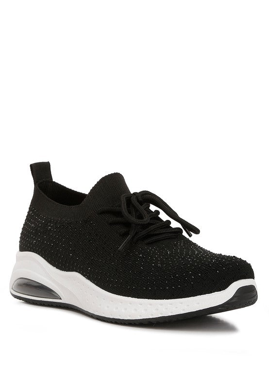 Elizha Stud Embellished Lace Up Sneakers Black
