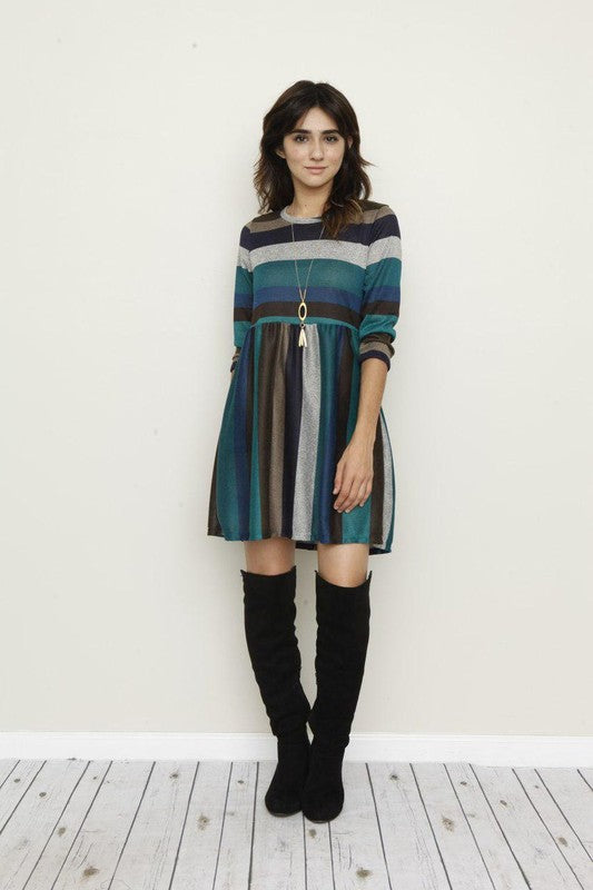 Multi Color Mini Dress Teal