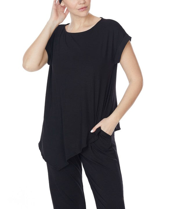 BAMBOO ASSYMESTRIC TUNIC BLACK