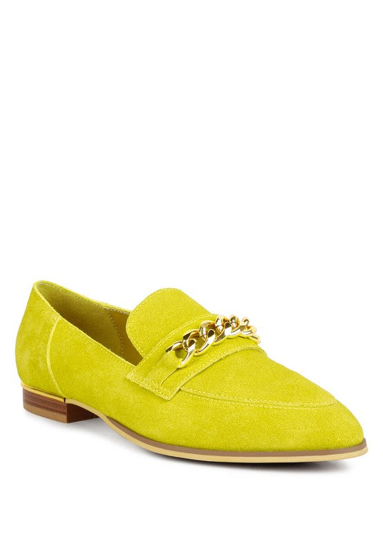 Ricka Chain Embellished Loafers MUSTARD