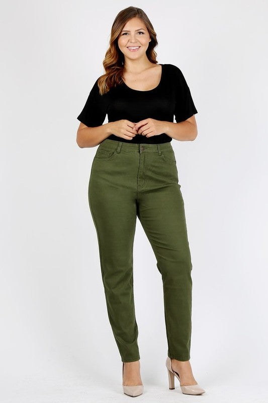 Plus Size High Waist Solid Stretch Jeans Pants