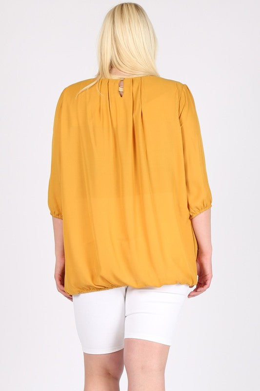 Plus Size Ruffle Round Neck TOP