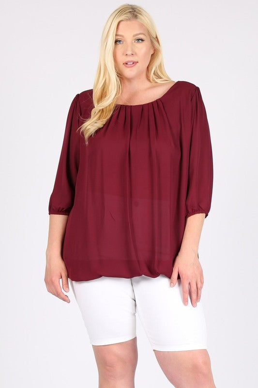 Plus Size Ruffle Round Neck TOP