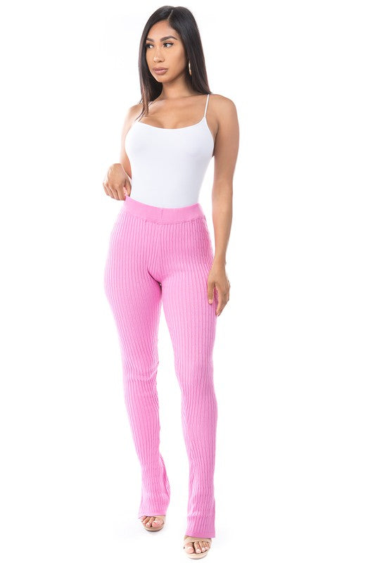 SEXY SWEATER CASUAL PANTS PINK
