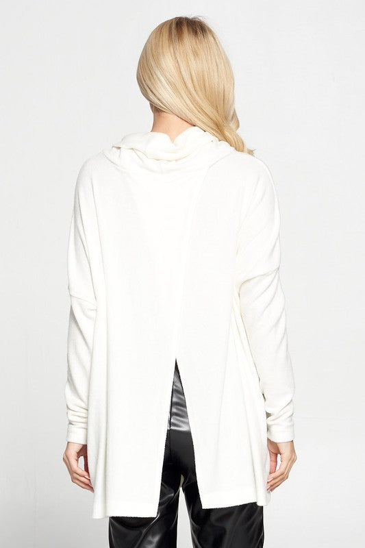Ivory Long Sleeve Open Back Pullover Top