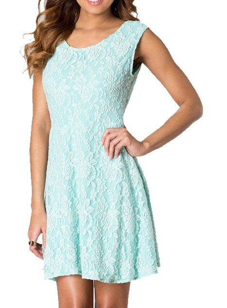 JUNIORS LACE BOW-BACK DRESS Mint
