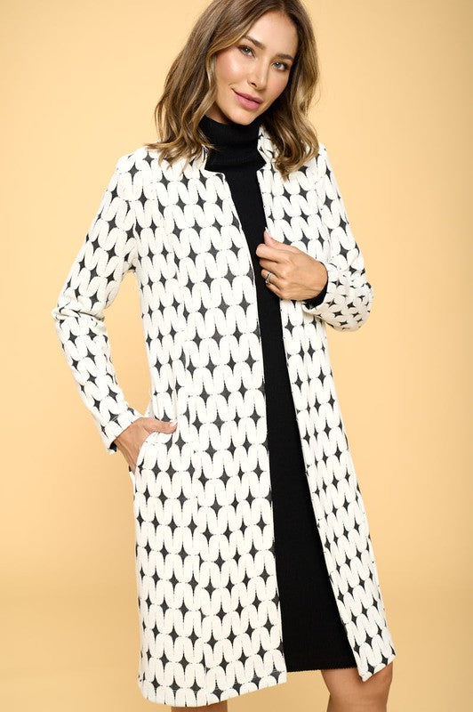 Knit Jacquard Open Coat IV