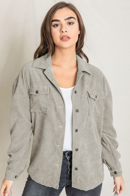 Corduroy boyfriend oversize Jacket Taupe 2X