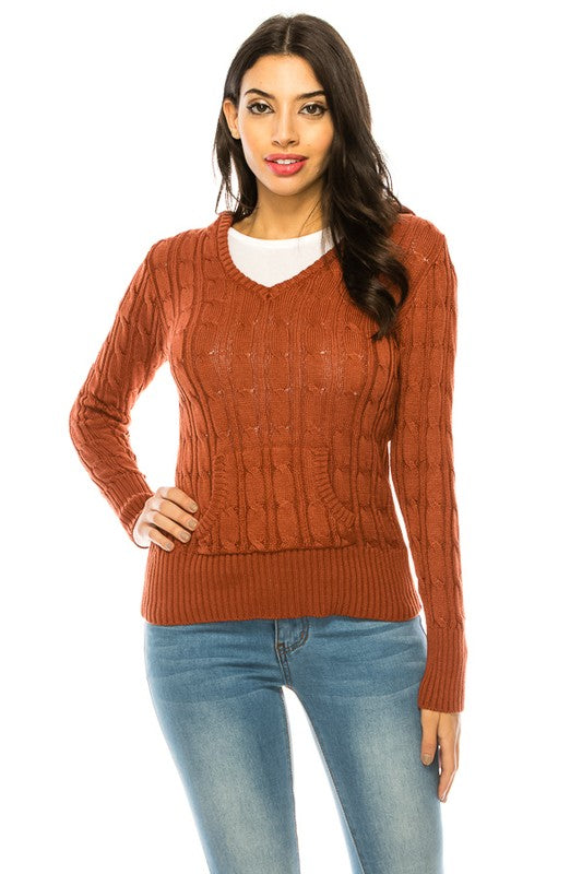 Knit hoodie sweater RUST