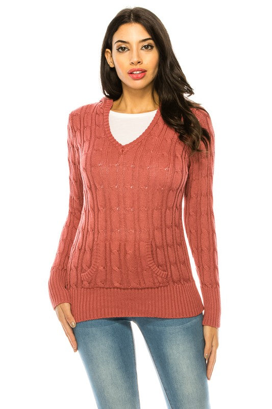 Knit hoodie sweater MAUVE