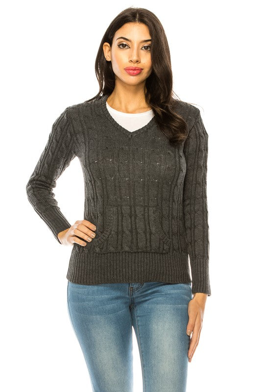 Knit hoodie sweater CHARCOAL