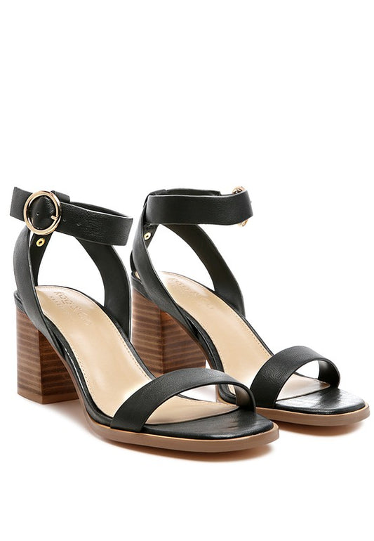 RAG&CO DOLPH STACK BLOCK HEELED SANDAL Black