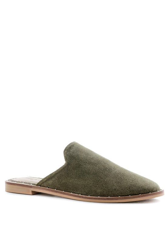 RAG & CO LIA CANVAS MULES Khaki Green 5