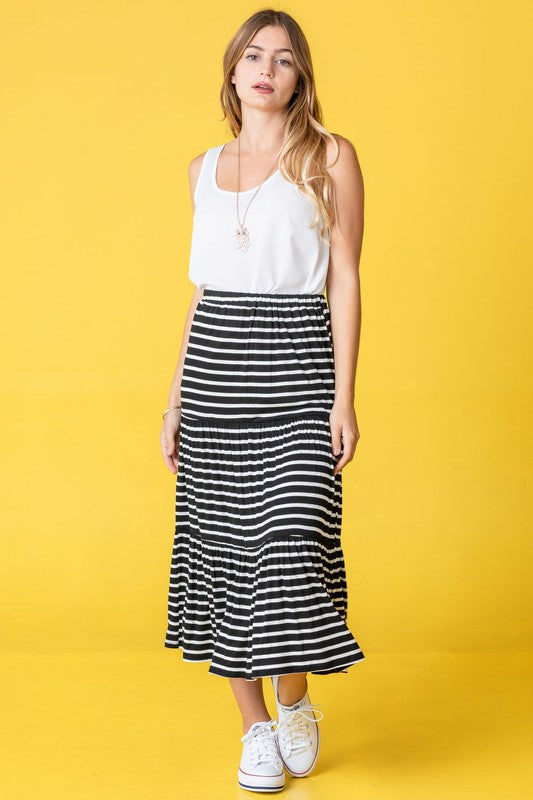 Stripe Maxi Skirt Black