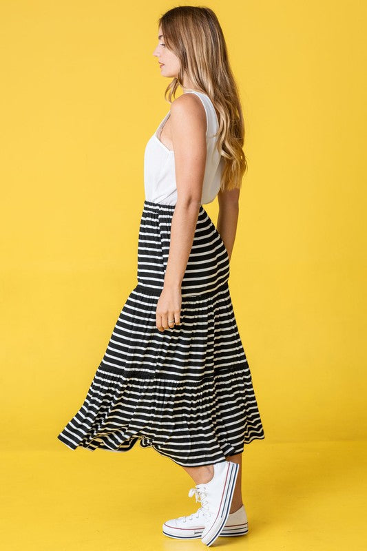 Stripe Maxi Skirt Black