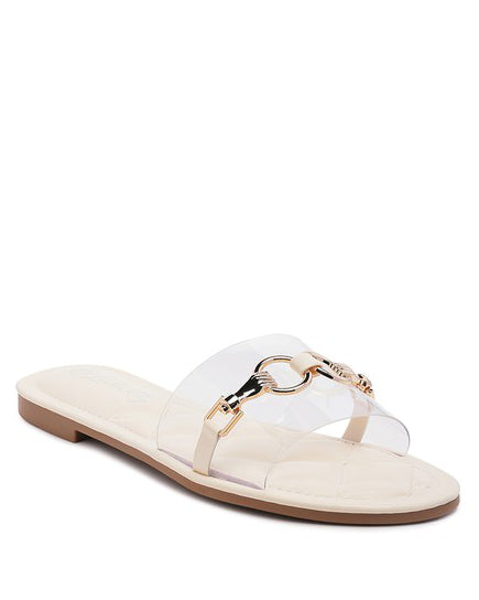 SCOTH Clear Buckled Quilted Slides