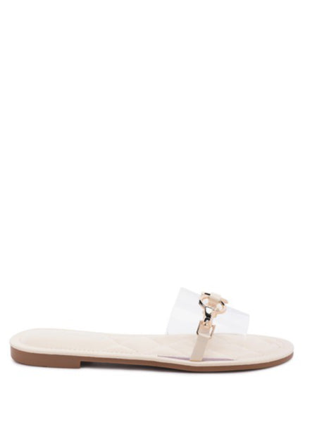 SCOTH Clear Buckled Quilted Slides