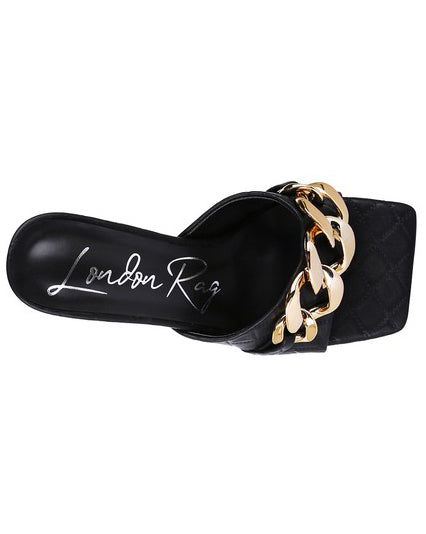 MERMAID Quilted Metal Chain Heeled Sandals