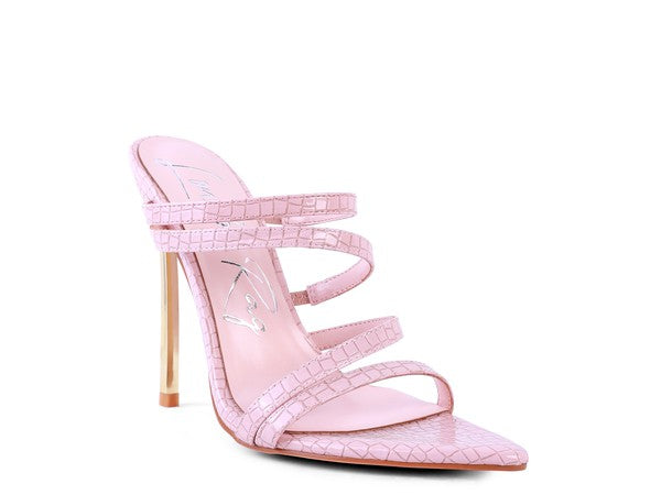 NEW AFFAIR Croc Metal High Heeled Sandals Pink