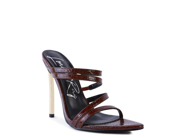 NEW AFFAIR Croc Metal High Heeled Sandals Espresso