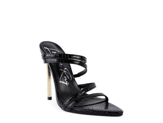 NEW AFFAIR Croc Metal High Heeled Sandals Black
