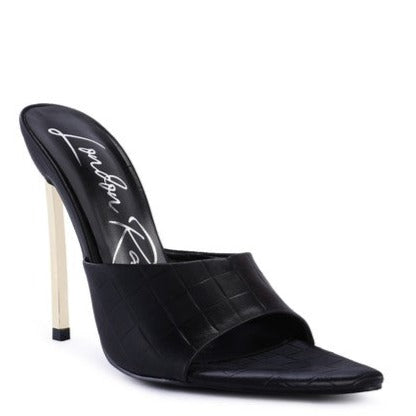 BOTTOMS UP Pointed High Heel Sandal Black