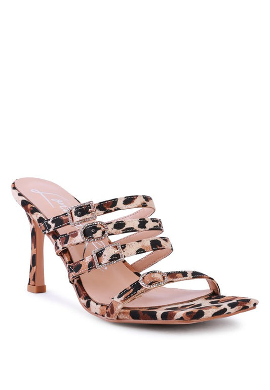NYLE PLATFORM HEELED SANDALS Leopard