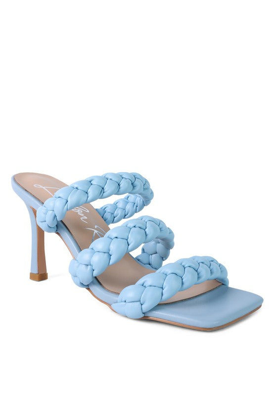 HIGH BAE POINTED HEEL BRAIDED SANDALS Baby Blue