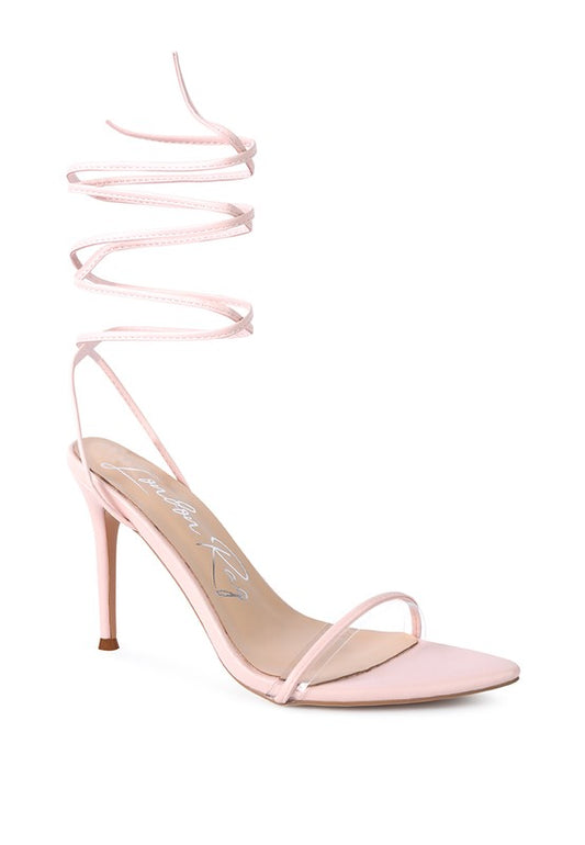 SPHYNX HIGH HEEL LACE UP SANDALS Pink
