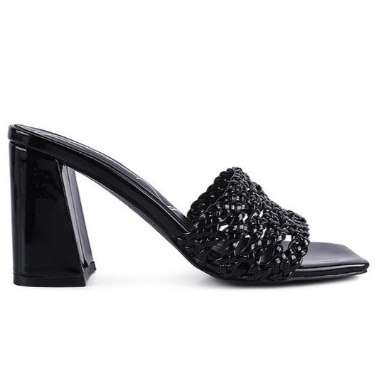 ADORBS BRAIDED STRAPS SLIDER SANDALS Black