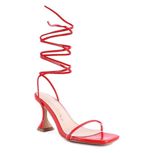 BITEN BERRY SPOOL HEELED LACE UP SANDAL