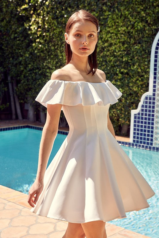 A Line Ruffle Dress WHITE