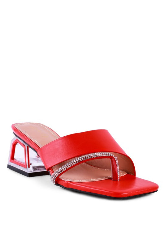 GOFLY NEVER MINIMAL LOW HEEL SANDALS Red