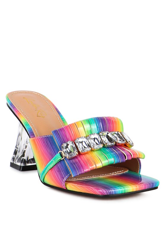 FANTASY CLEAR HEEL JEWEL SANDAL Rainbow