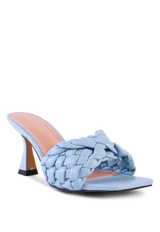 CELIE WOVEN STRAP MID HEEL SANDALS SKY Blue