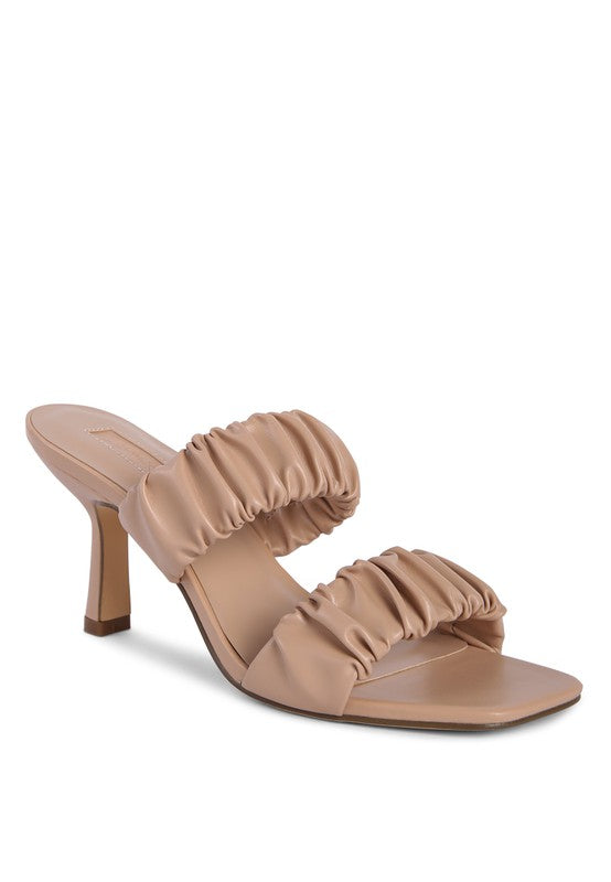 LADY LYNN GATHER AROUND SLIP-ON HEELED SANDAL Nude